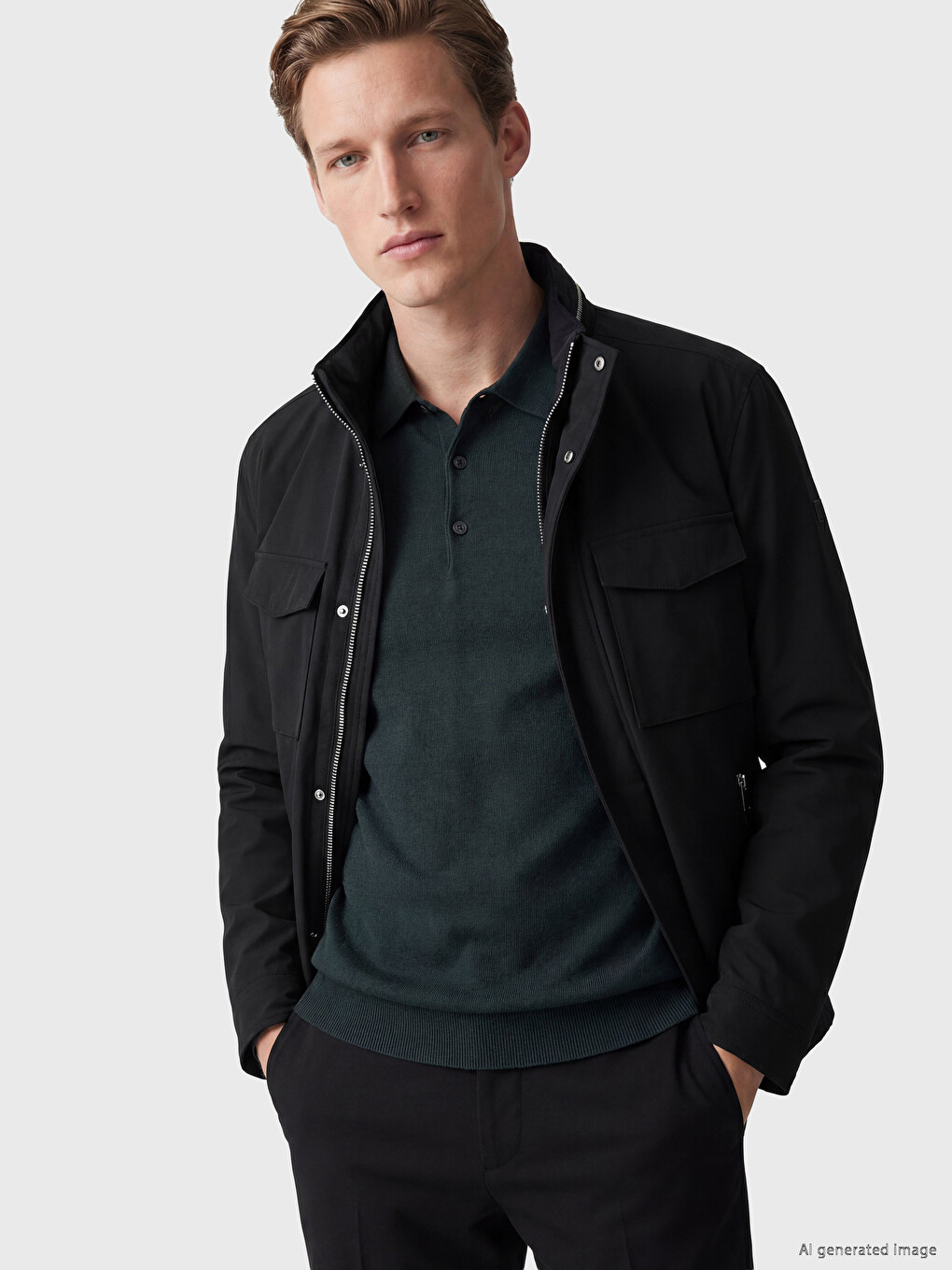 Lacivert Regular Fit Kapüşonlu Erkek Mont