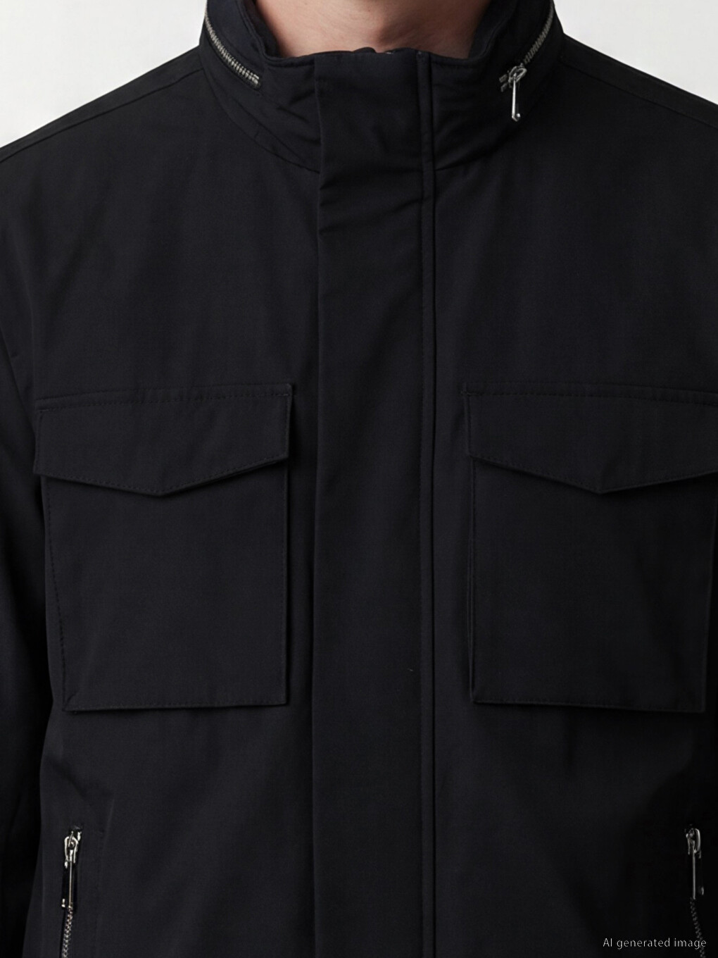 Lacivert Regular Fit Kapüşonlu Erkek Mont-2