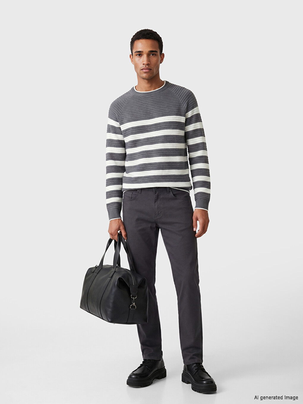 Crew Neck Striped Men's Knitwear Sweater-1
