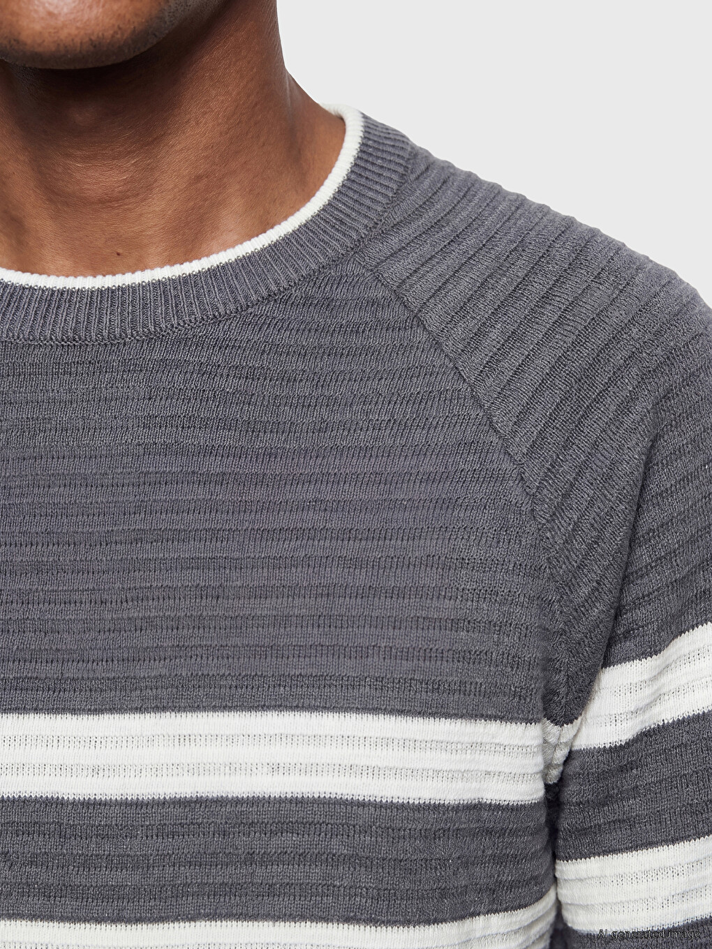 Crew Neck Striped Men's Knitwear Sweater-2