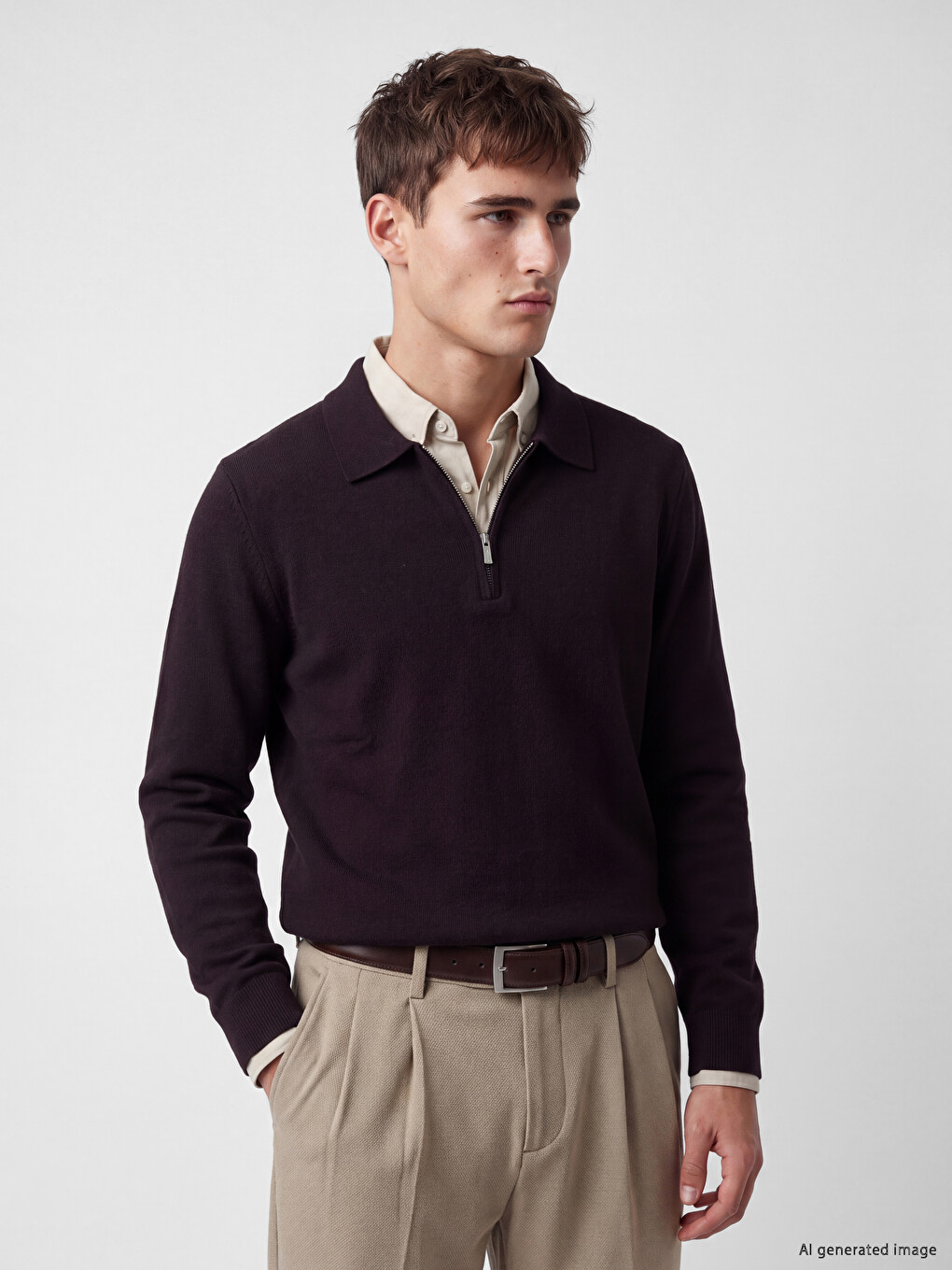 Polo Collar Men's Knitwear Sweater