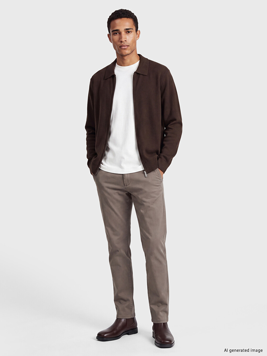 Regular Fit Polo Yaka Erkek Triko Hırka-1