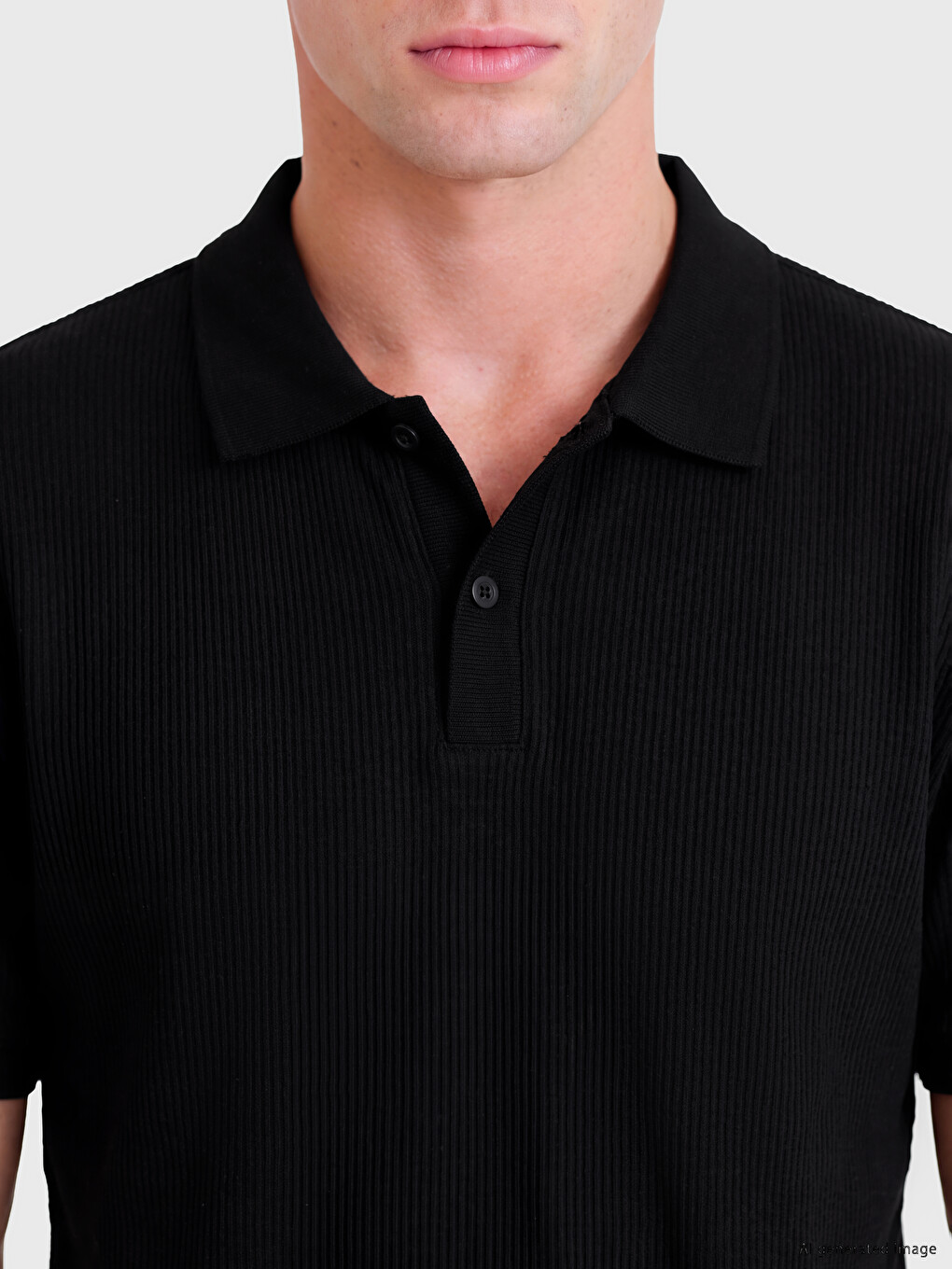 T-shirt Me Jakë Polo Me Brinjë Për Burra-2