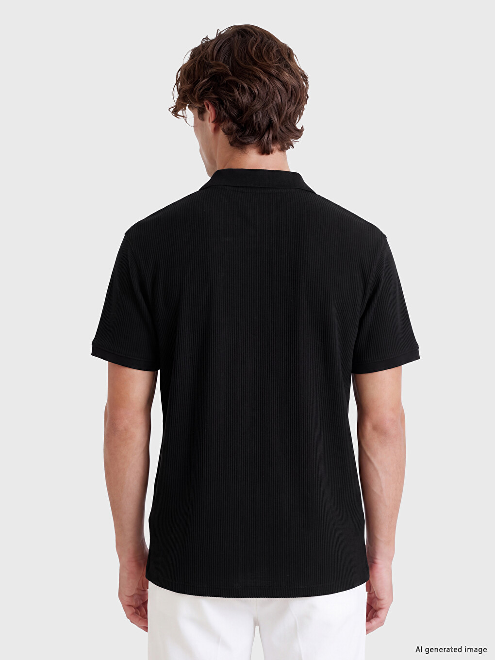 T-shirt Me Jakë Polo Me Brinjë Për Burra-3