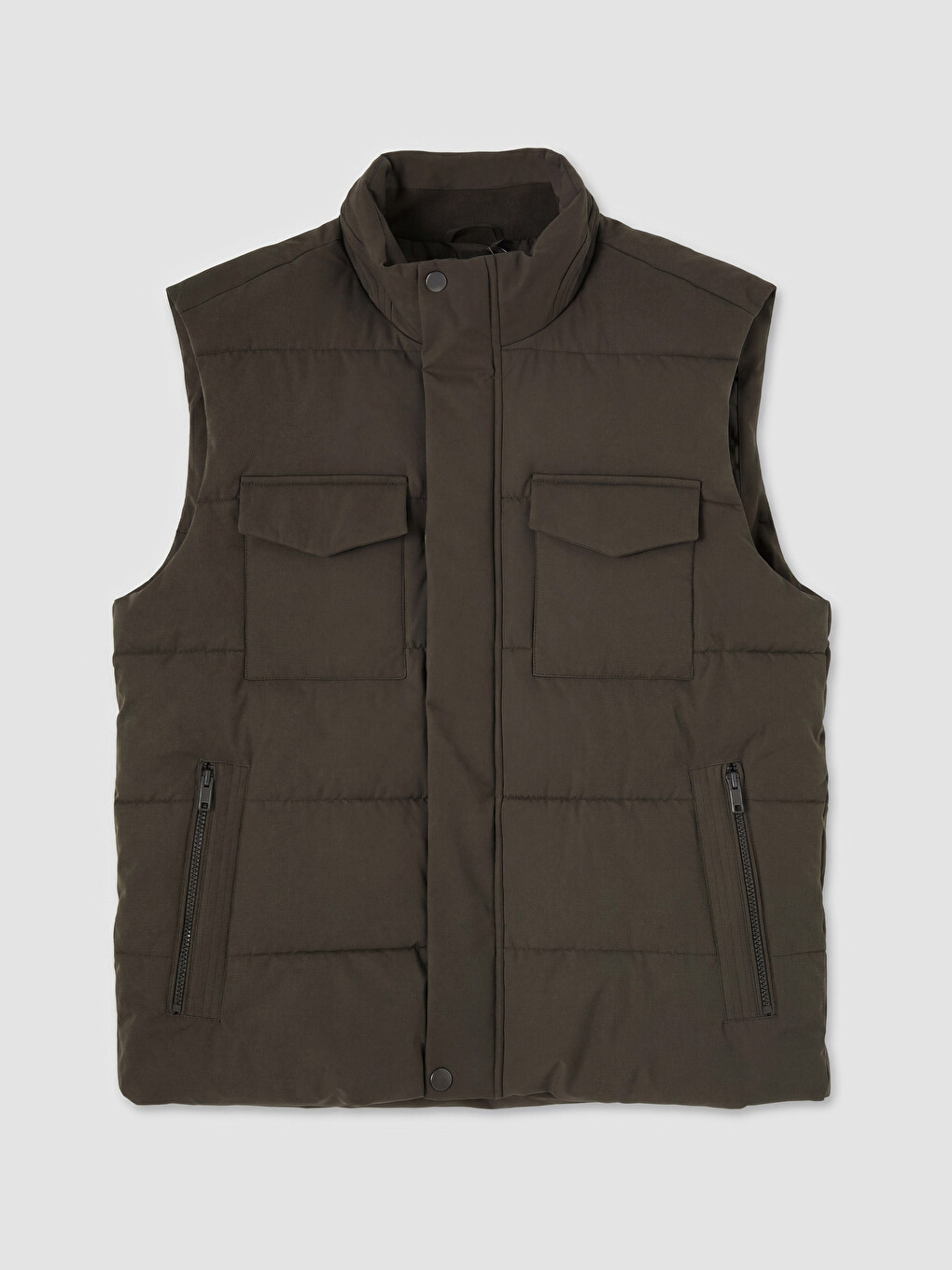 Haki Regular Fit Dik Yaka Erkek Şişme Yelek-4