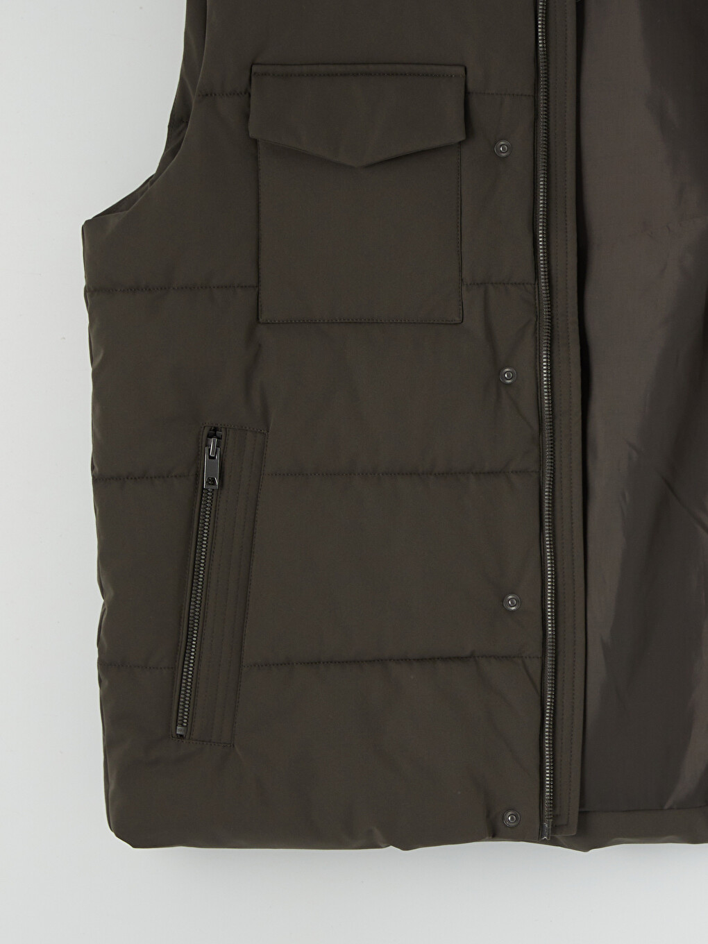 Haki Regular Fit Dik Yaka Erkek Şişme Yelek-6