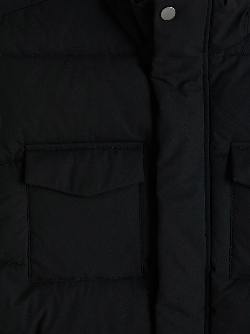 Siyah Regular Fit Dik Yaka Erkek Şişme Yelek-6