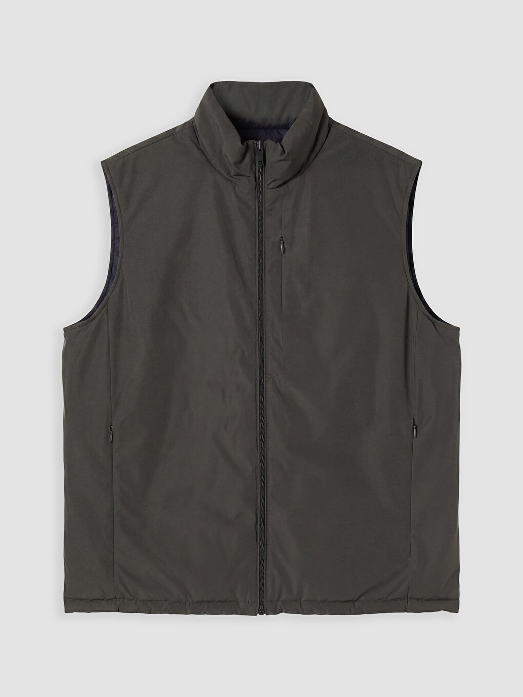 Gri Regular Fit Dik Yaka Erkek Şişme Yelek-5