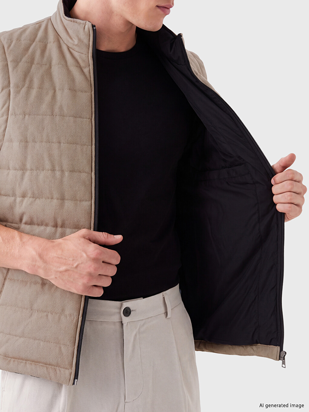 Man Black Puffer Gilet-3