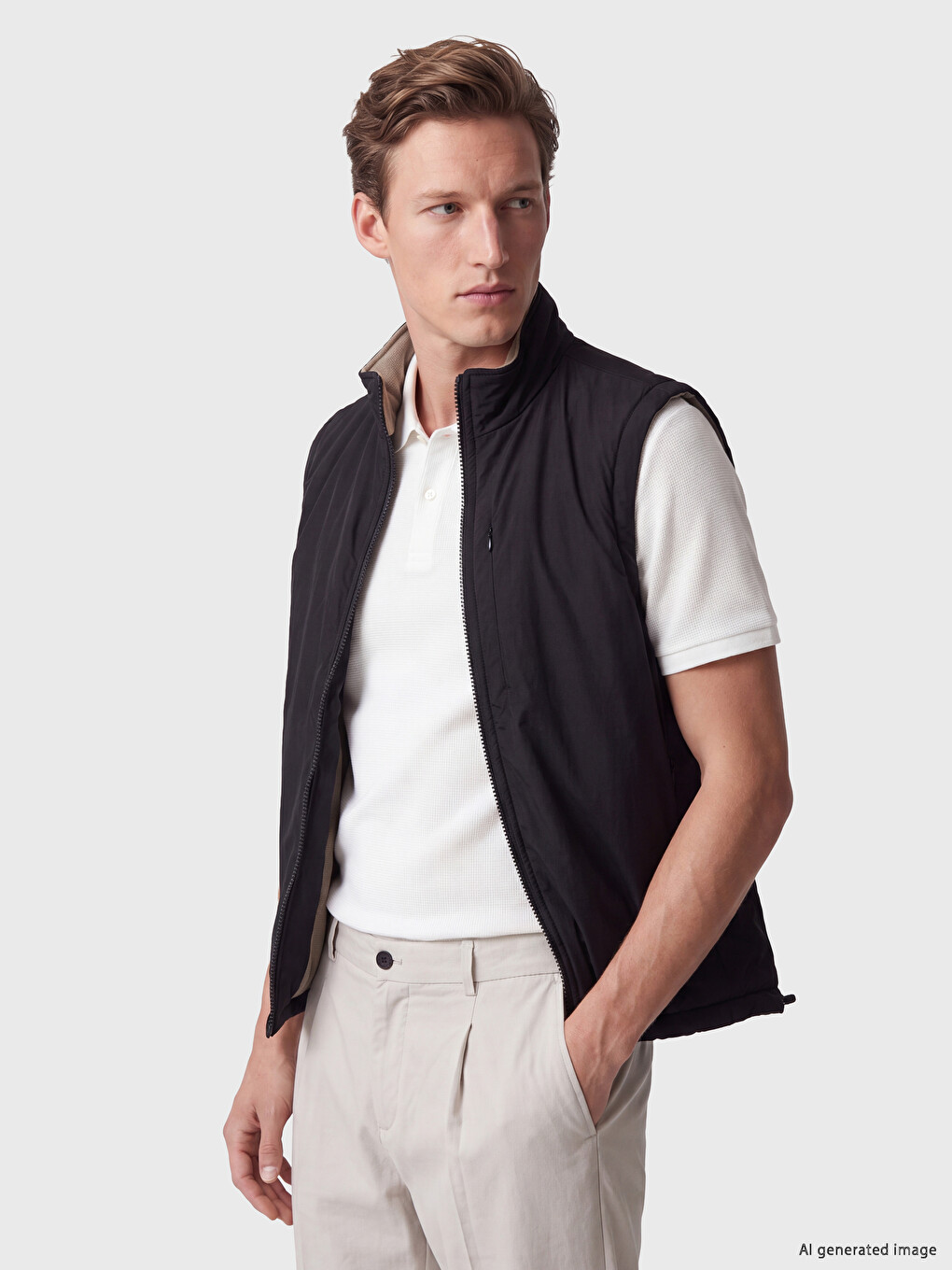 Man Black Puffer Gilet-4
