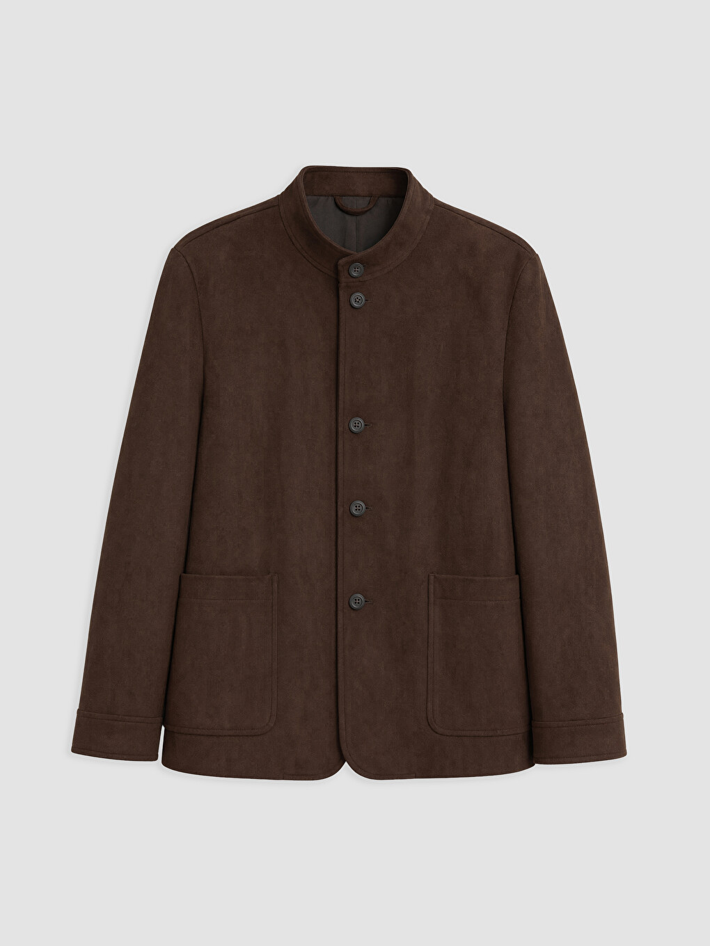Pallto Mock Neck Prej Suede I Rregullt Për Burra-4
