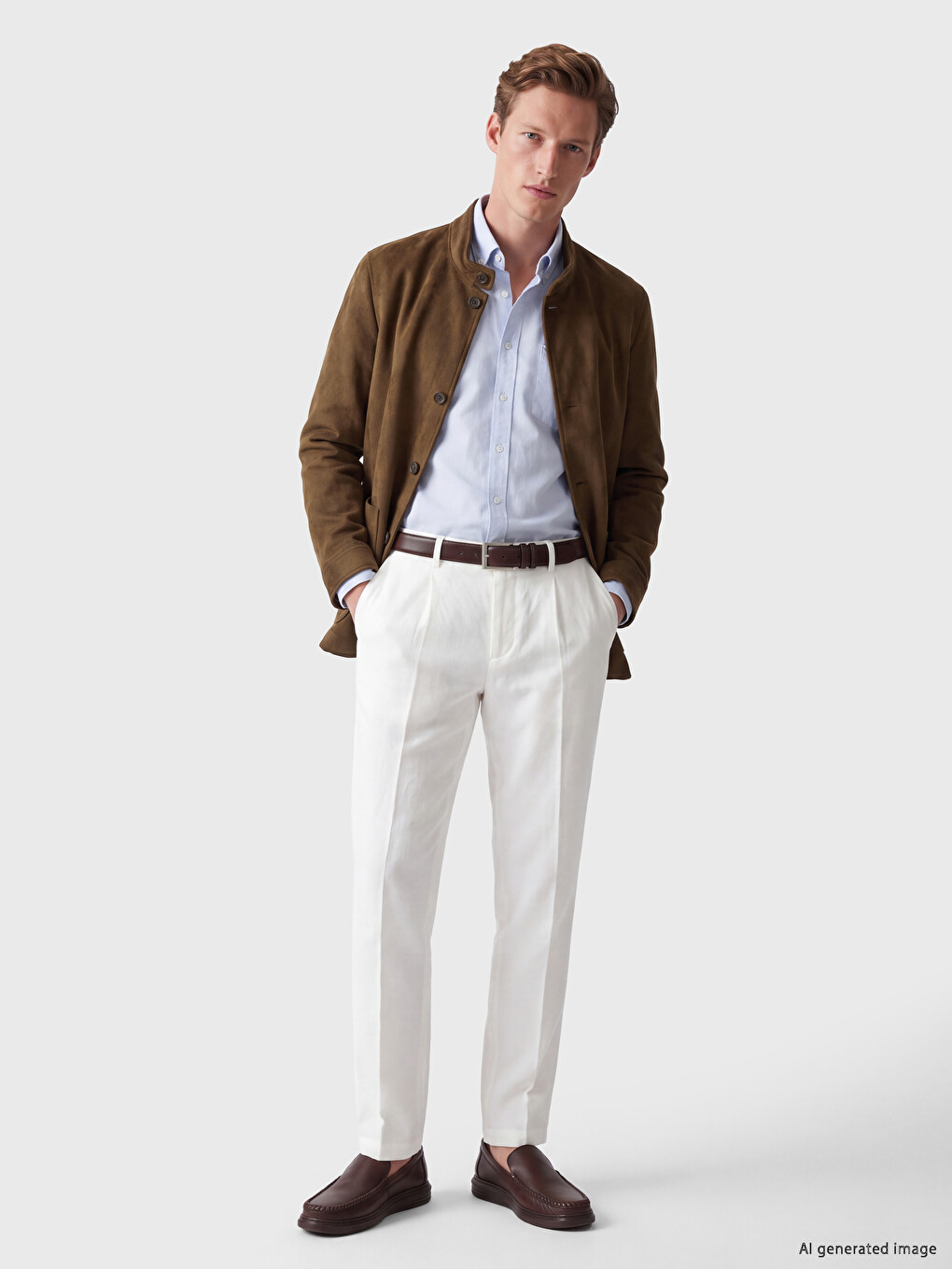 Regular Fit Mock Neck Mantel Aus Wildleder Für Herren-1