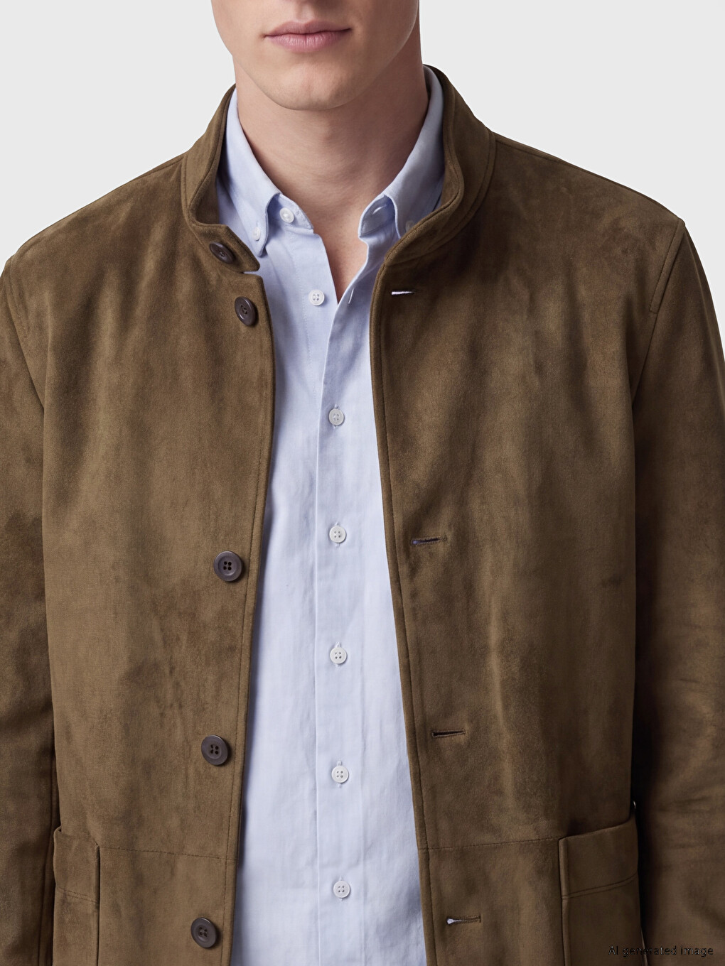 Regular Fit Mock Neck Mantel Aus Wildleder Für Herren-2