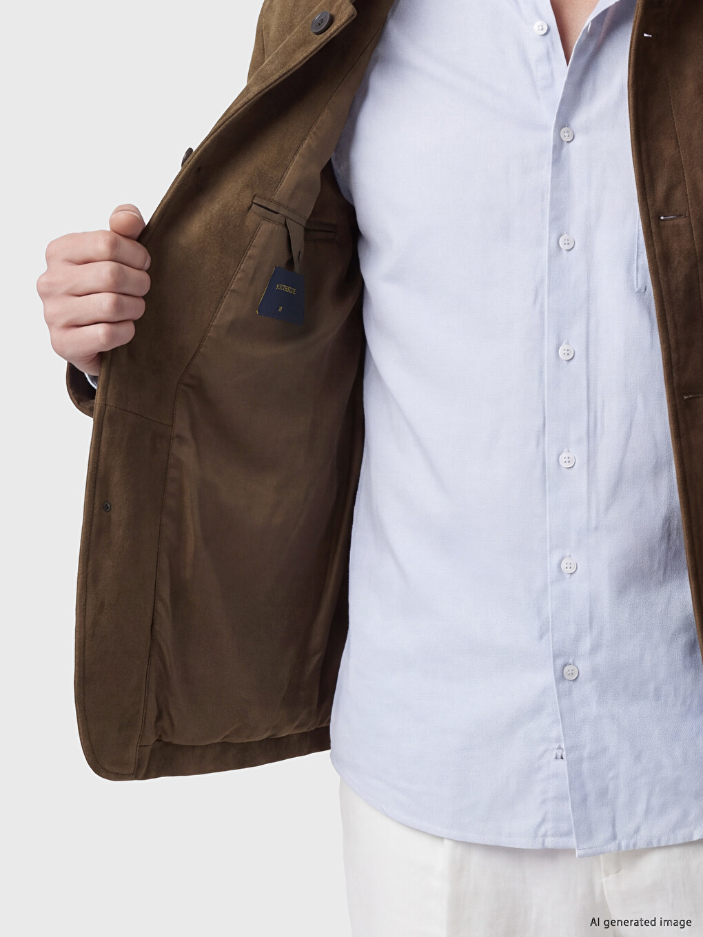 Regular Fit Mock Neck Mantel Aus Wildleder Für Herren-4