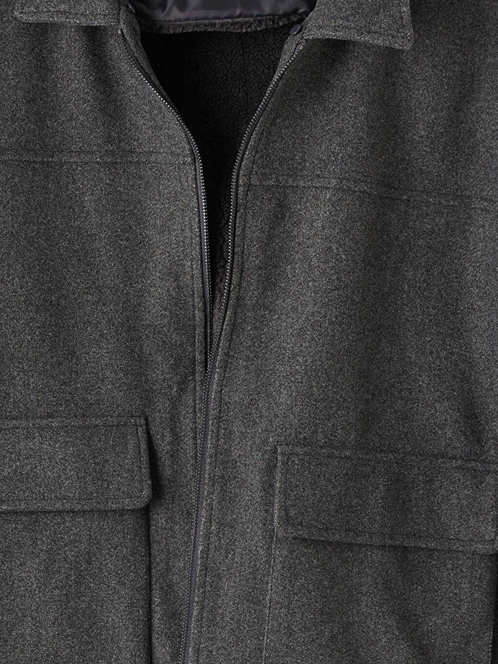 Gri Regular Fit Kürk Yaka Erkek Mont-9