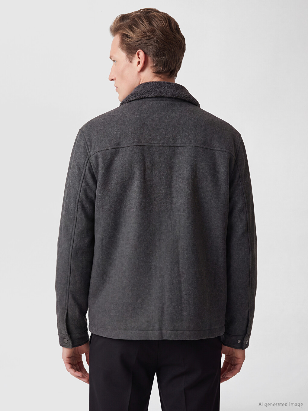 Gri Regular Fit Kürk Yaka Erkek Mont-3