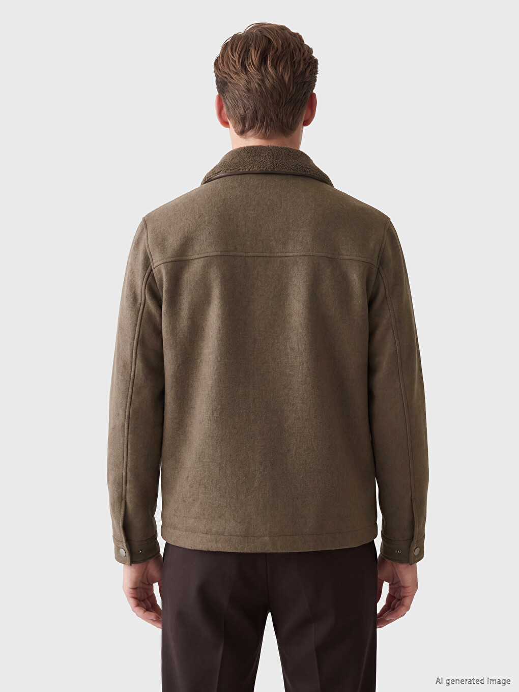 Bej Regular Fit Kürk Yaka Erkek Mont-3