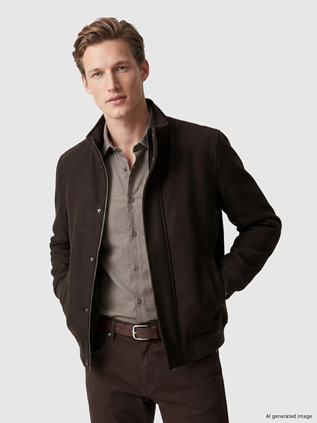 Mashkull Ngjyre Kafe Anorak