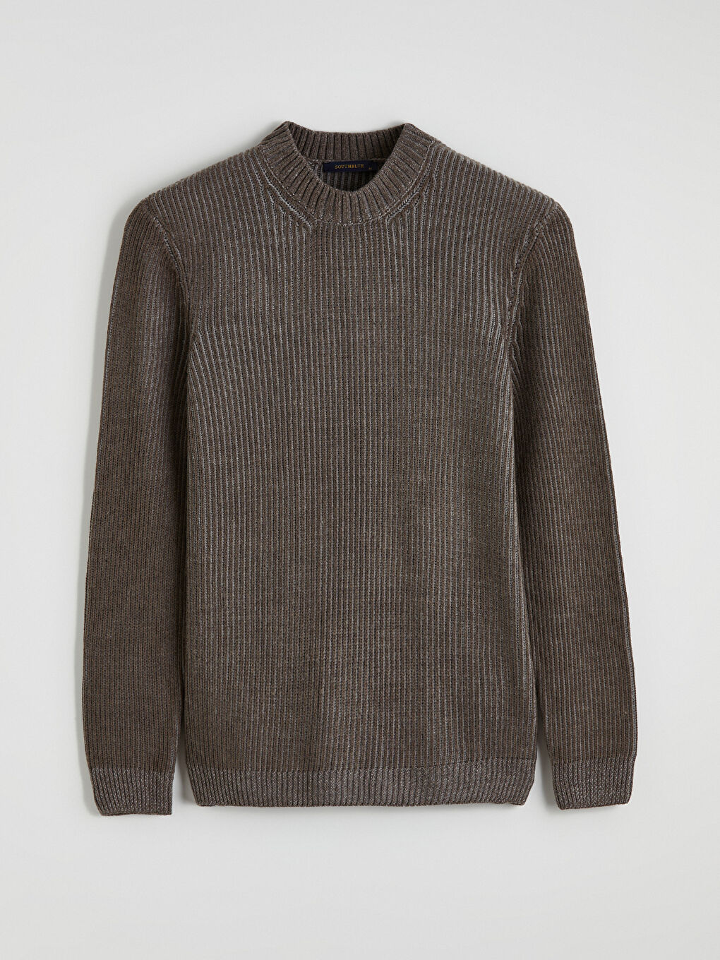 Kahverengi Bisiklet Yaka Fitilli Erkek Kazak-4