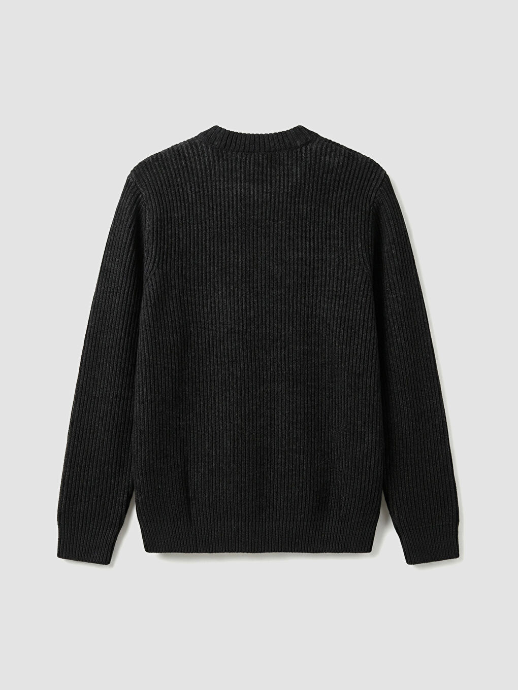 Siyah Bisiklet Yaka Fitilli Erkek Kazak-1