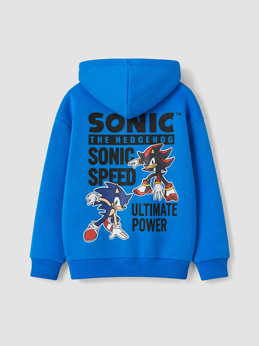 Mavi Sonic Baskılı Erkek Çocuk Fermuarlı Sweatshirt-1