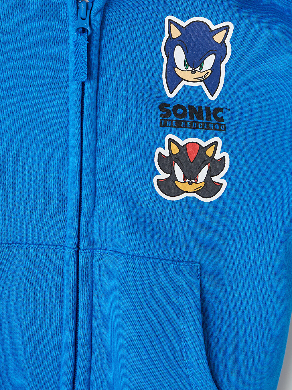 Mavi Sonic Baskılı Erkek Çocuk Fermuarlı Sweatshirt-2