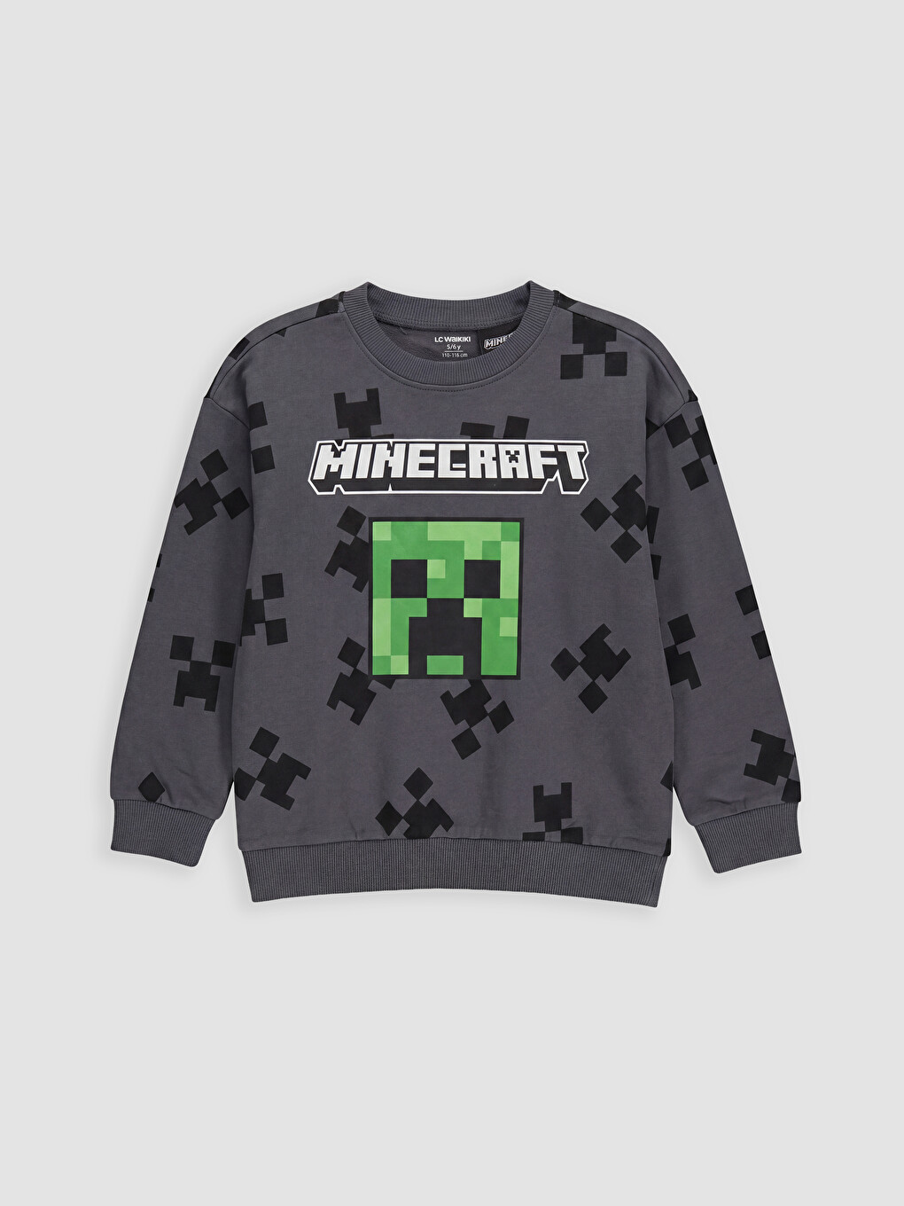 Antrasit Minecraft Baskılı Erkek Çocuk Sweatshirt