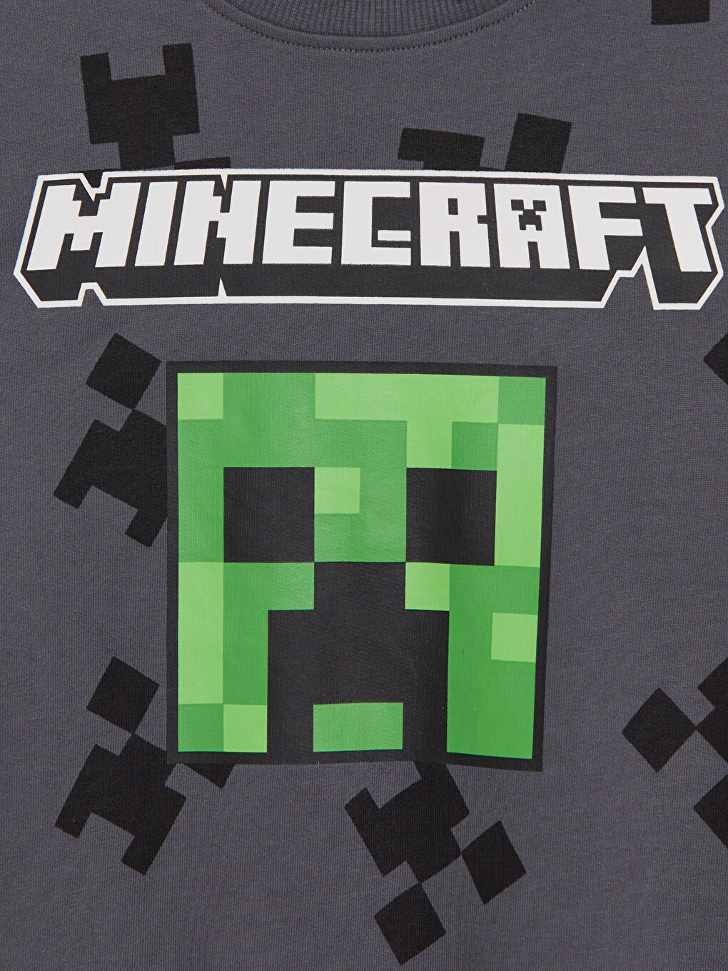 Antrasit Minecraft Baskılı Erkek Çocuk Sweatshirt-1