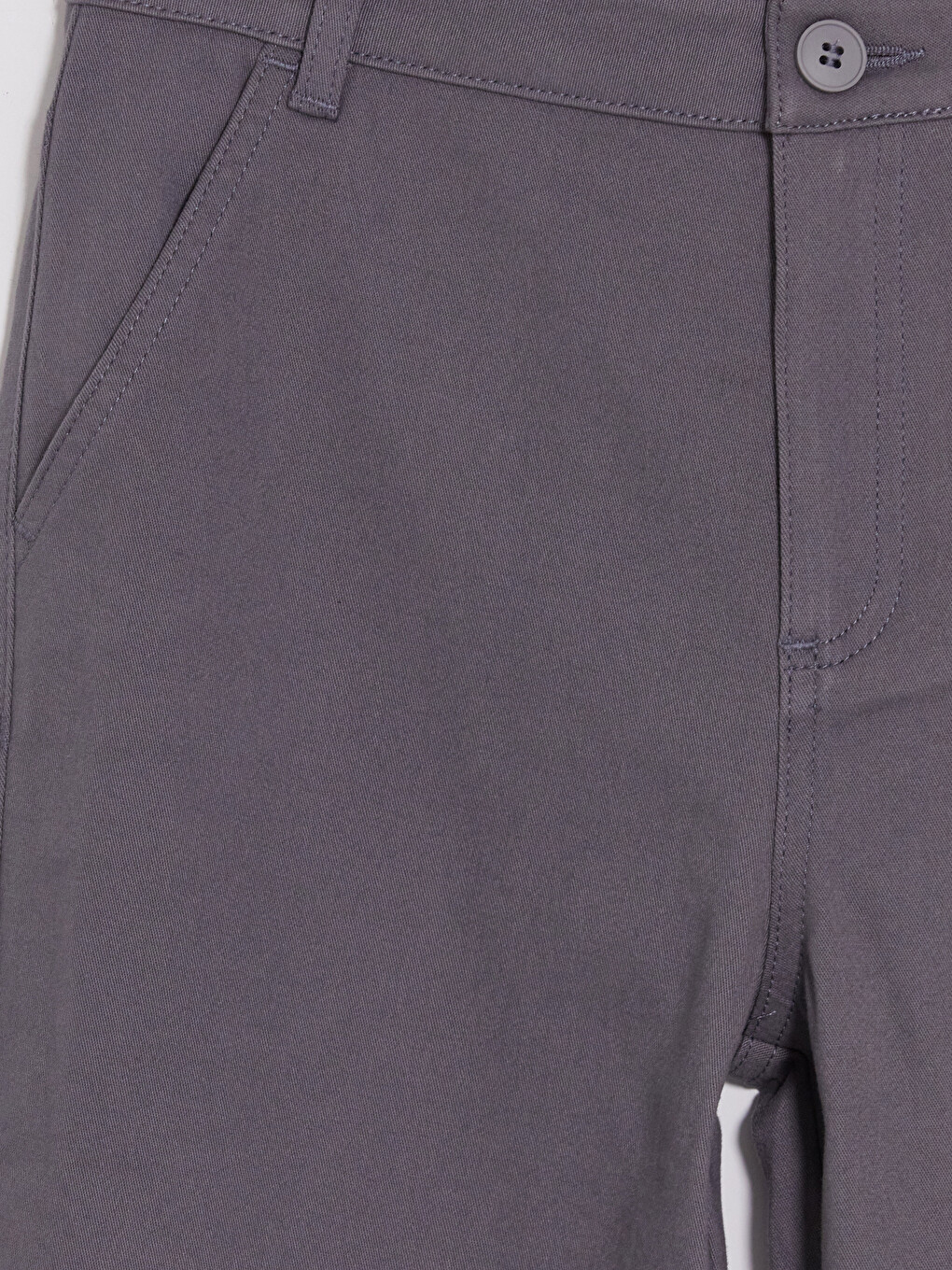 Gri Regular Fit Kız Çocuk Gabardin Pantolon-2
