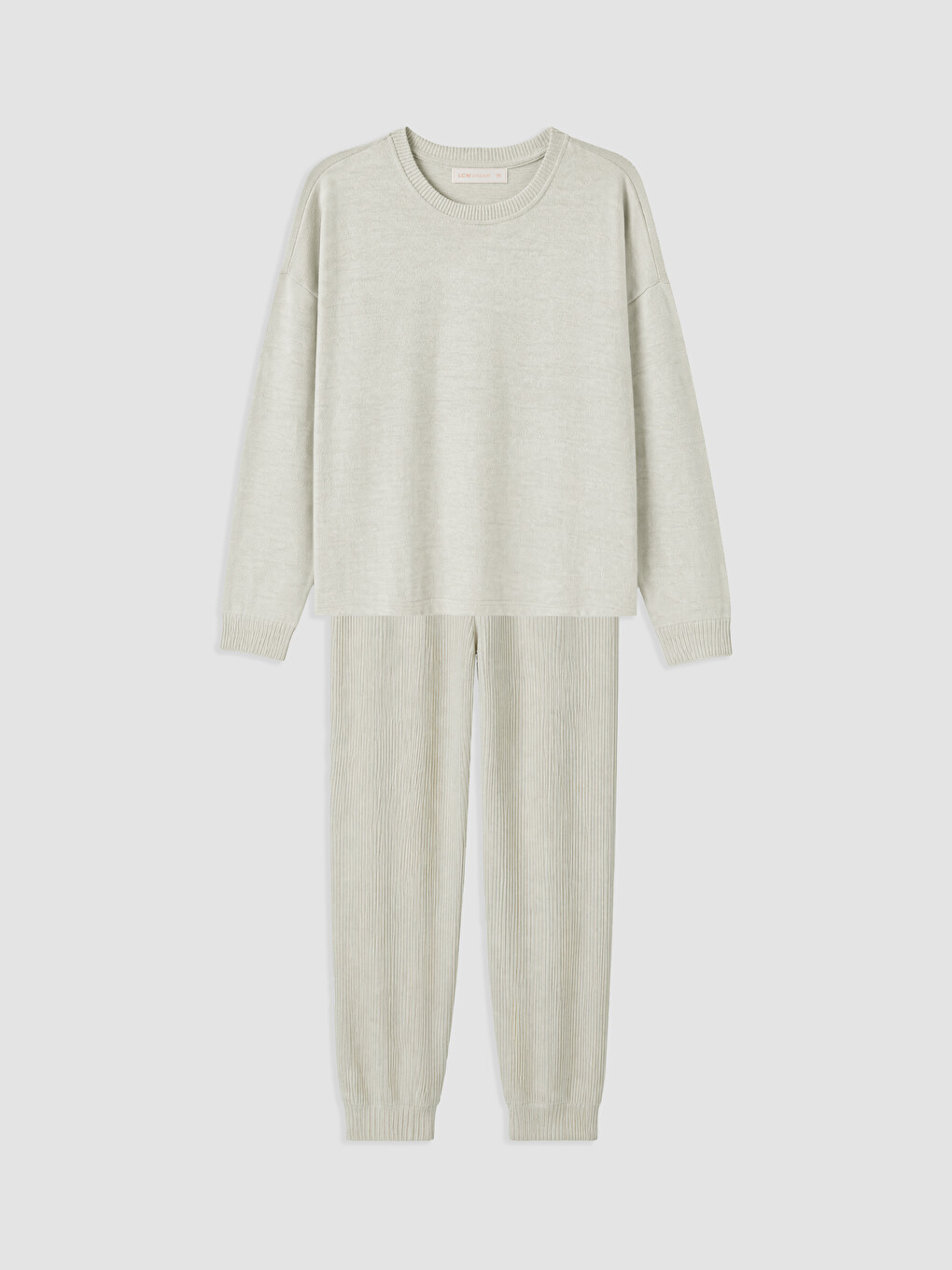 Crew Neck Ribbed Women's Pyjamas Set-4