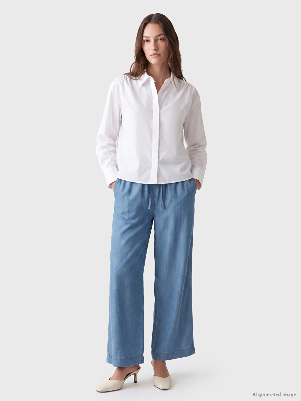 Elastic Waist Wideleg Women's Jeans