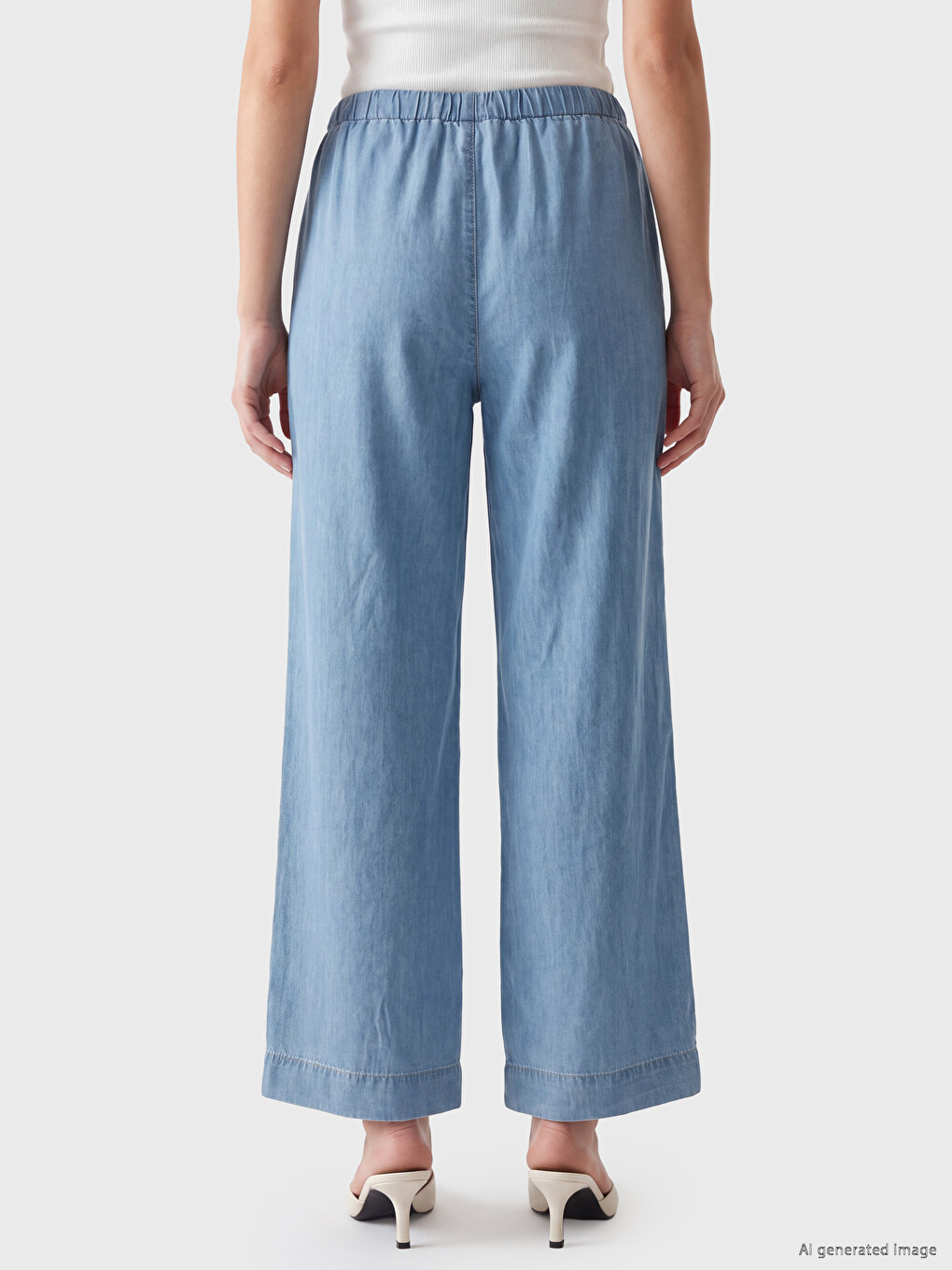 Elastic Waist Wideleg Women's Jeans-3