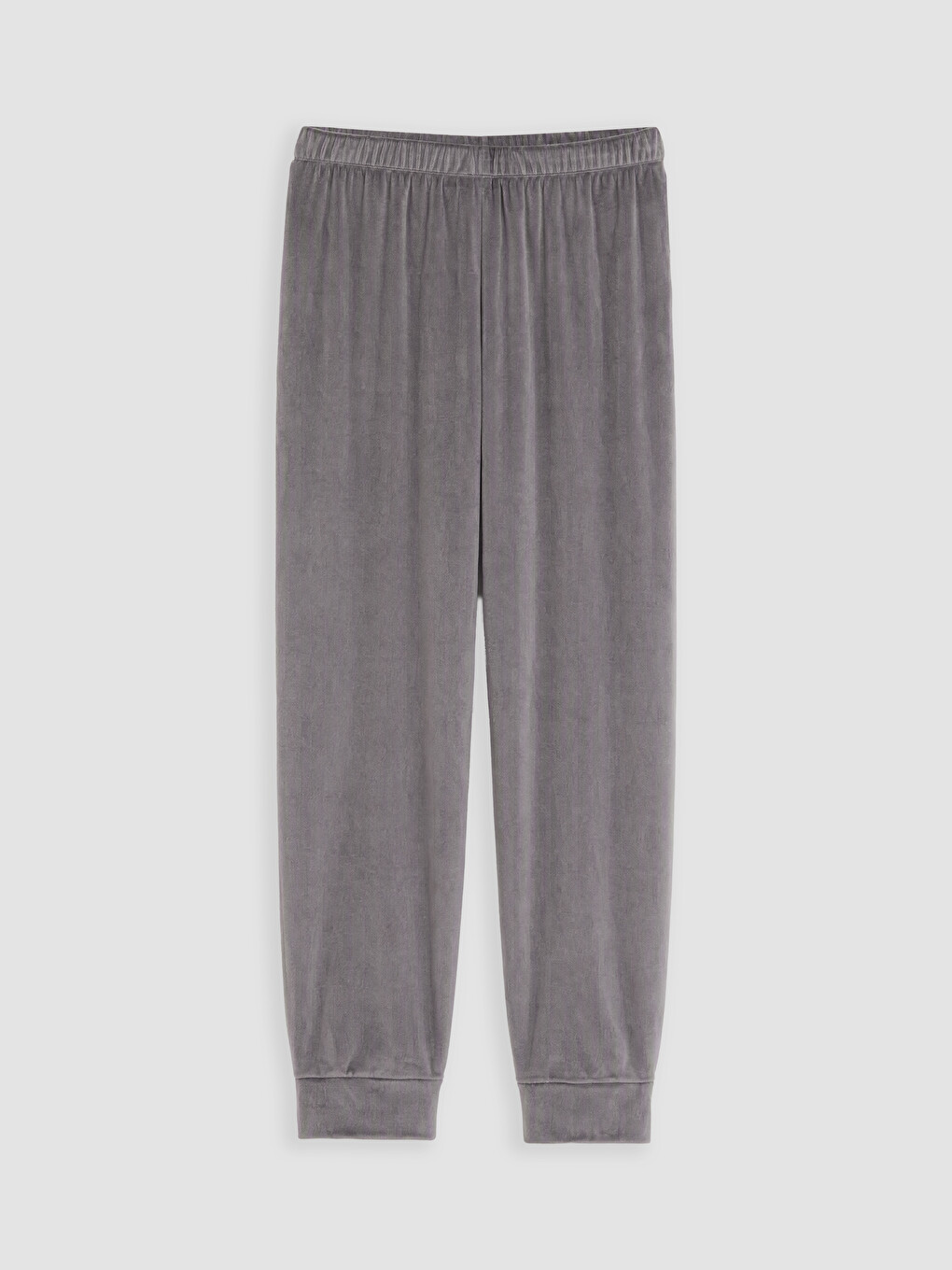 Gri Nakışlı Kadın Kadife Pijama Takım-10