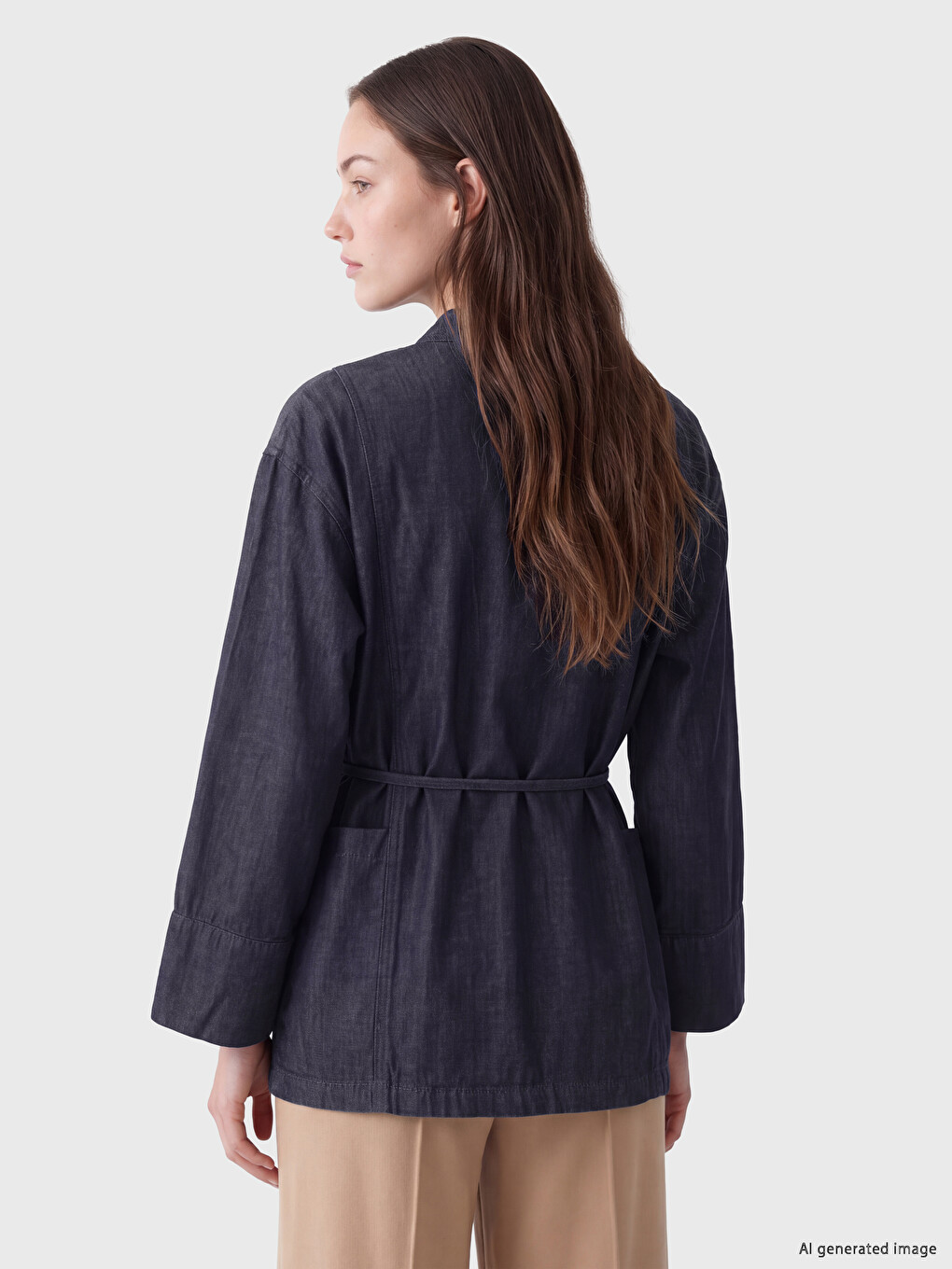 Double Breasted Collar Women's Denim Tunic-3
