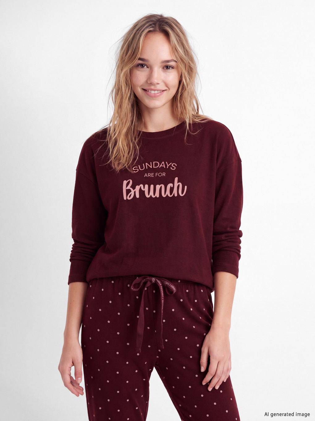 Kırmızı Bisiklet Yaka Baskılı Kadın Pijama Takım-1