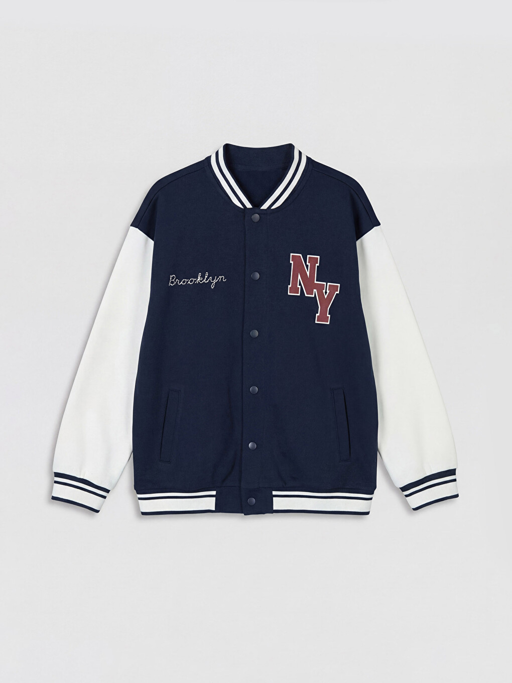 Baseball Collar Embroidered Boys' Jacket