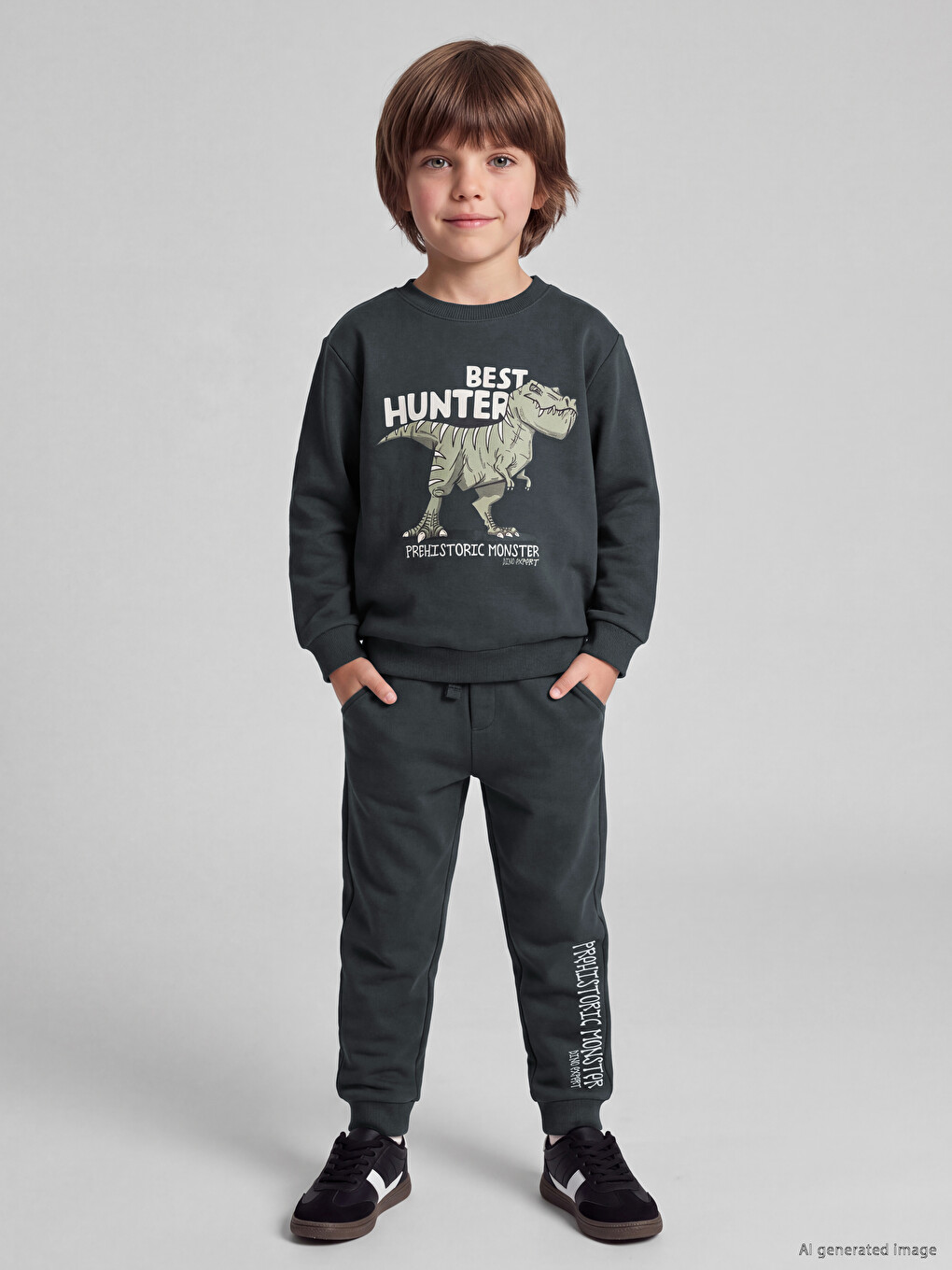 Printed Boys' 3 Thread Brushed Set-1