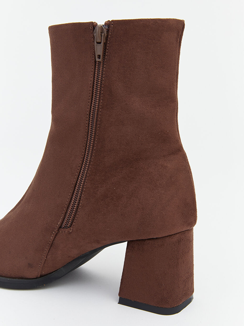 Kahverengi Süet Görünümlü Kalın Topuklu Bot-4