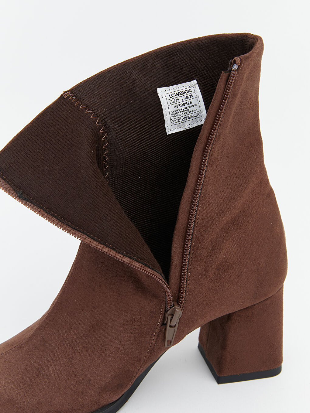 Kahverengi Süet Görünümlü Kalın Topuklu Bot-6