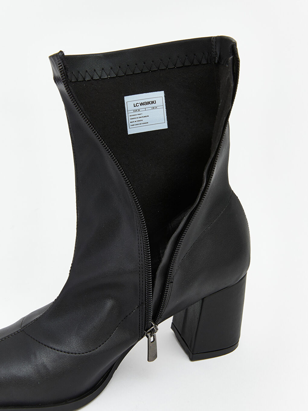 Siyah Kalın Topuklu Sivri Burunlu Kadın Bot-4