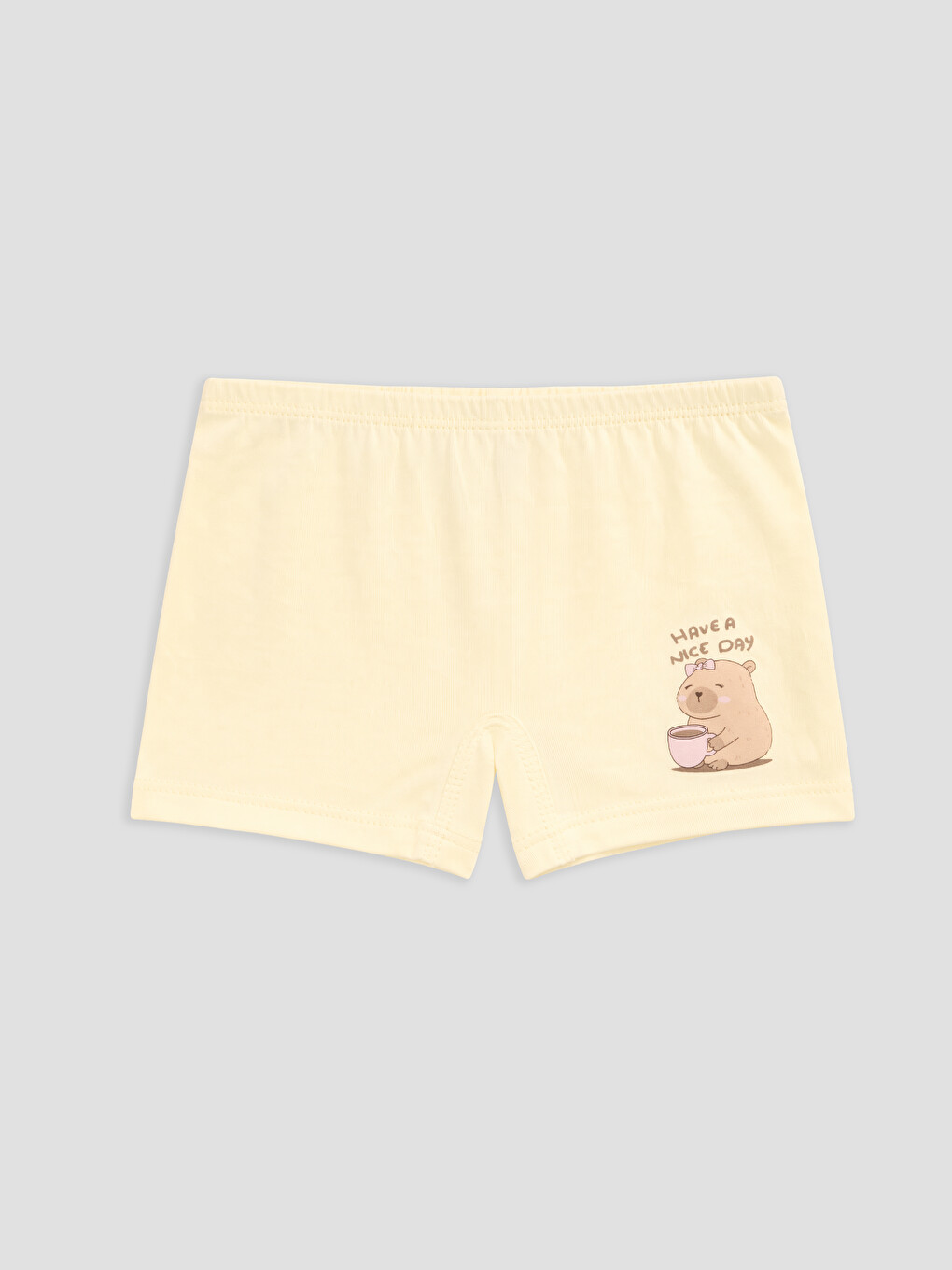 Bej Baskılı Kız Çocuk Boxer
