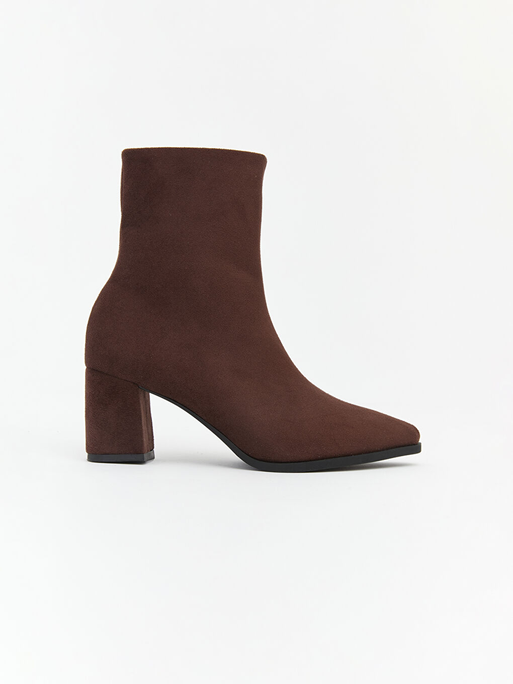 Kahverengi Sivri Burunlu Kalın Topuklu Kadın Bot-2
