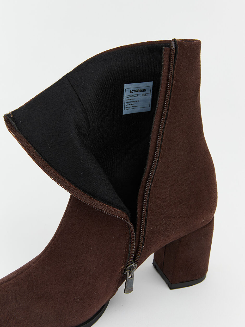 Kahverengi Sivri Burunlu Kalın Topuklu Kadın Bot-4