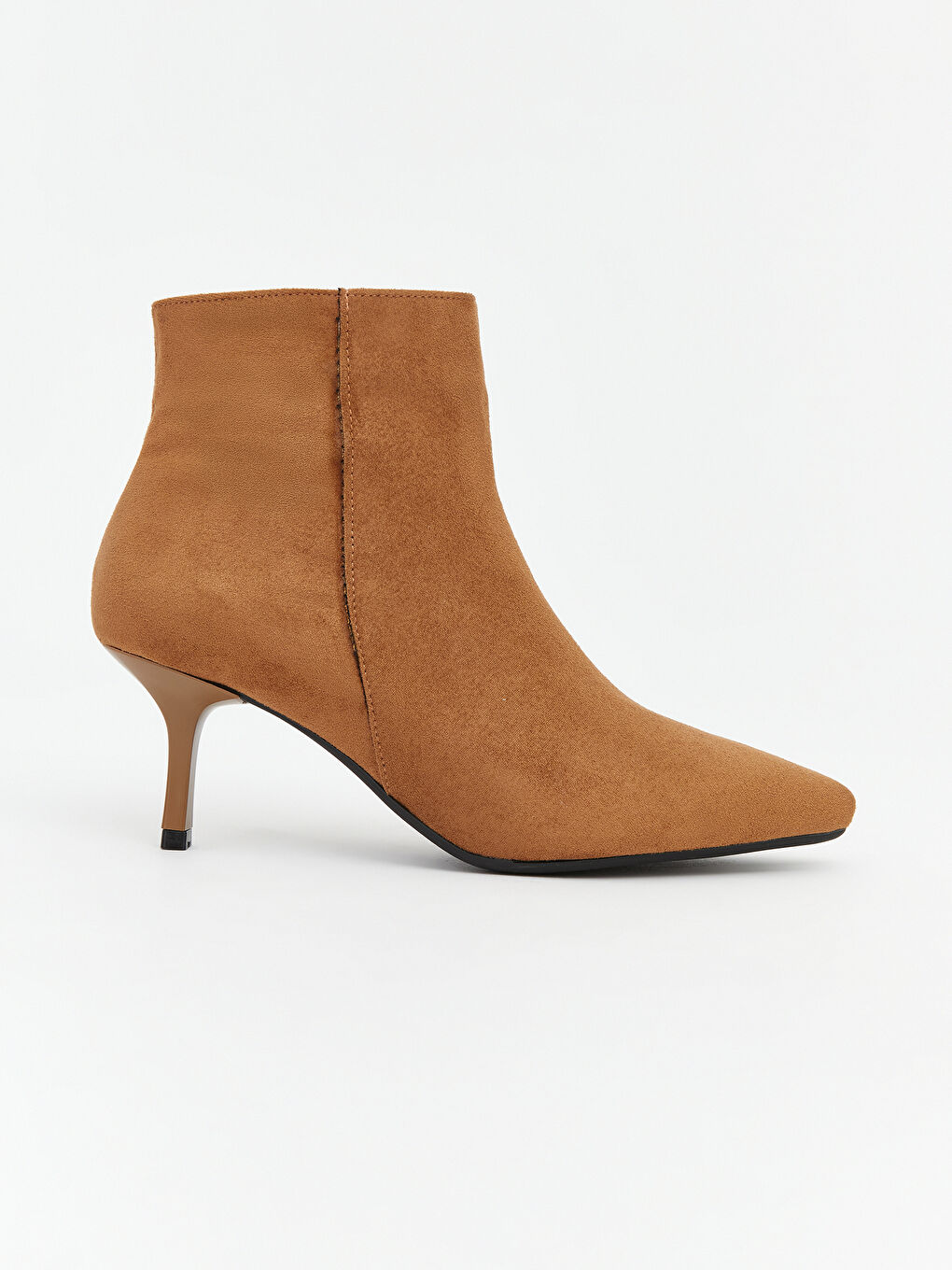 Bej Fermuarlı Sivri Burunlu İnce Topuklu Kadın Bot-1