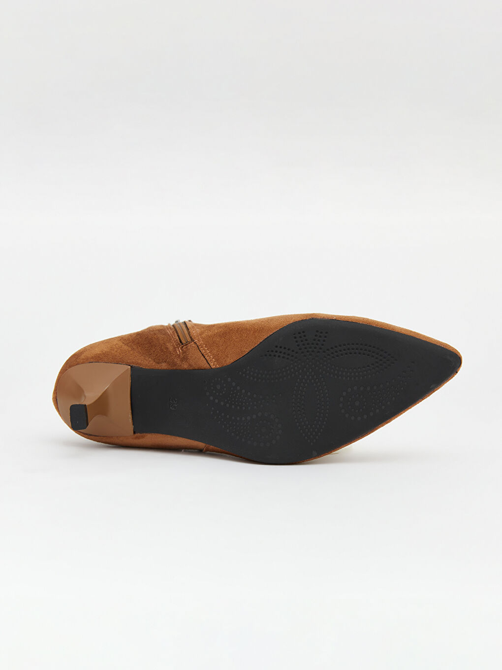 Bej Fermuarlı Sivri Burunlu İnce Topuklu Kadın Bot-3