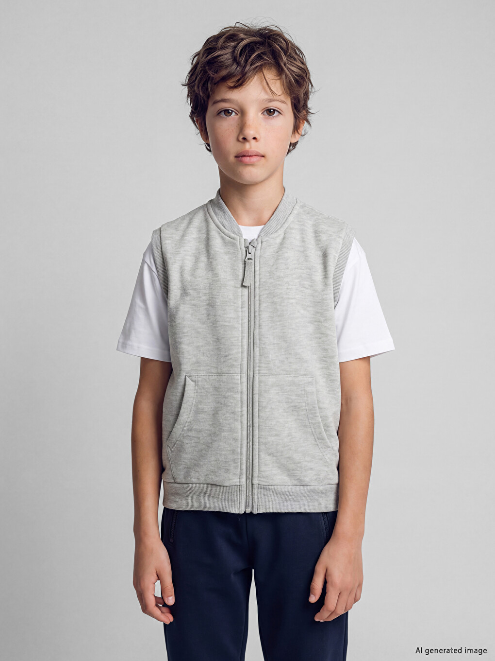 Crew Neck Boys' Thick Gilet