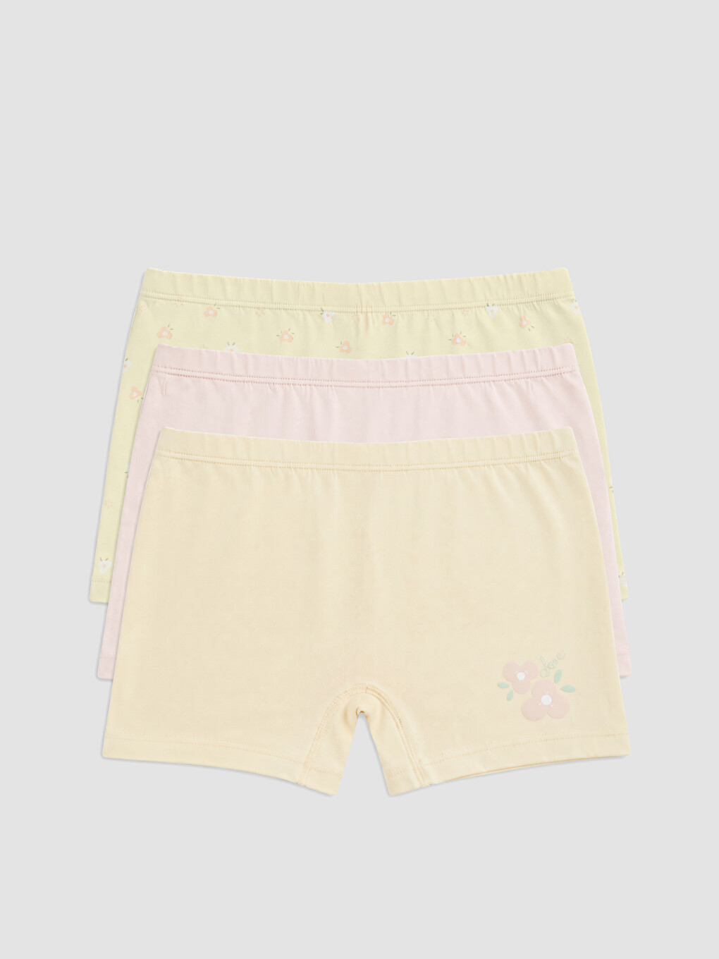 Bej Kız Çocuk Baskılı 3'lü Boxer-5
