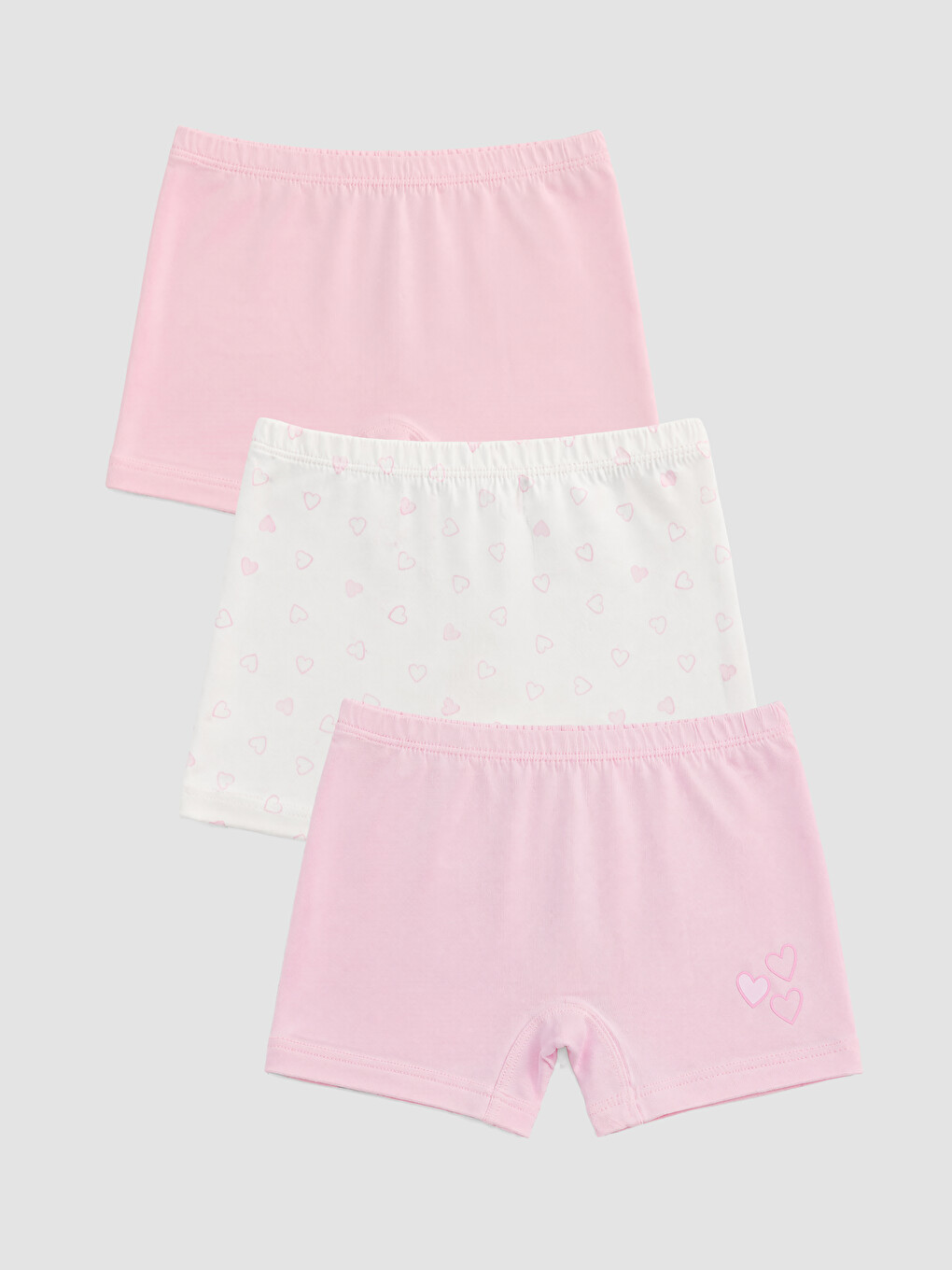 Beyaz Beli Lastikli Kız Çocuk Boxer 3'lü-5