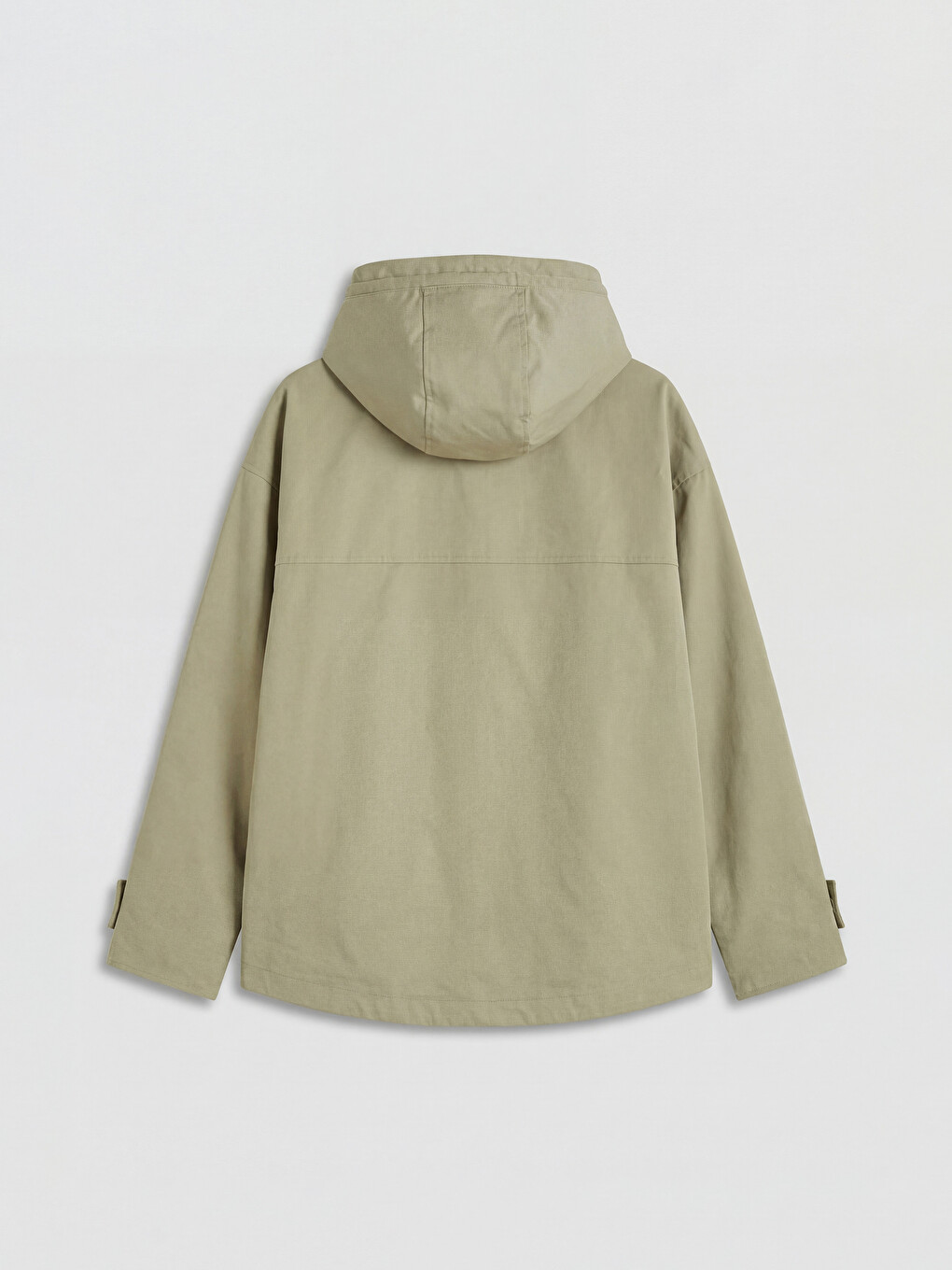 Haki Kapüşonlu Oversize Kadın Yağmurluk-5