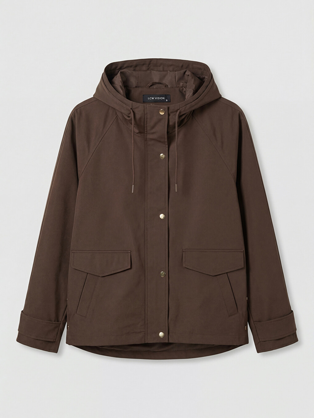 Kahverengi Kapüşonlu Oversize Kadın Yağmurluk-5